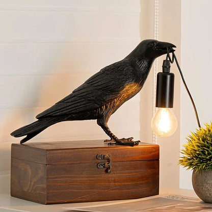 Gothic Halloween Crow Lamp